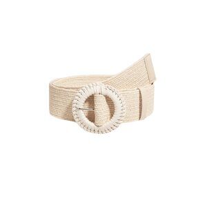 2794 Women's Boho Round Buckle Belt Straw Woven Waist Belts Light Beige